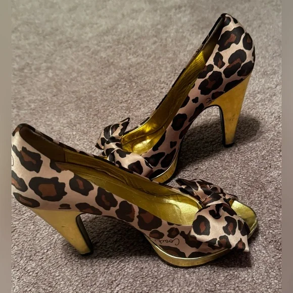 Coach Daisy Leopard Print Peep-Toe Heels✨VTG - Picture 16 of 16